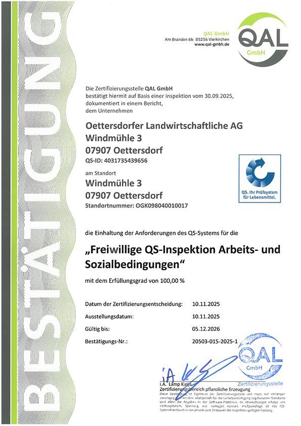 QS-Arbeits- und Sozialbedingungen 2023-2024 Certificate for