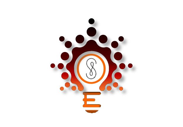 Logo représentant un « S » à l'intérieur d'une ampoule, entouré de cercles aux dégradés orange et marron.