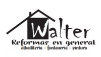 Un logotipo en blanco y negro para Walter Reformas en General.