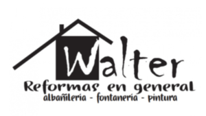 Un logotipo en blanco y negro para Walter Reformas en General.