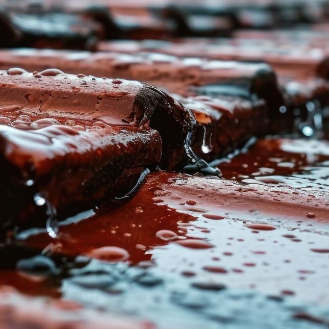 Pluie qui coule sur des tuiles