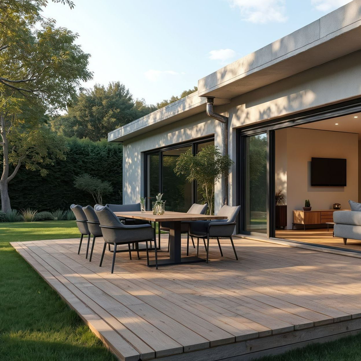 Extension d'une maison et installation d'une baie vitrée