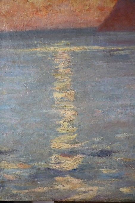 Tableau d'un reflet de lumière dans l'eau après restauration.