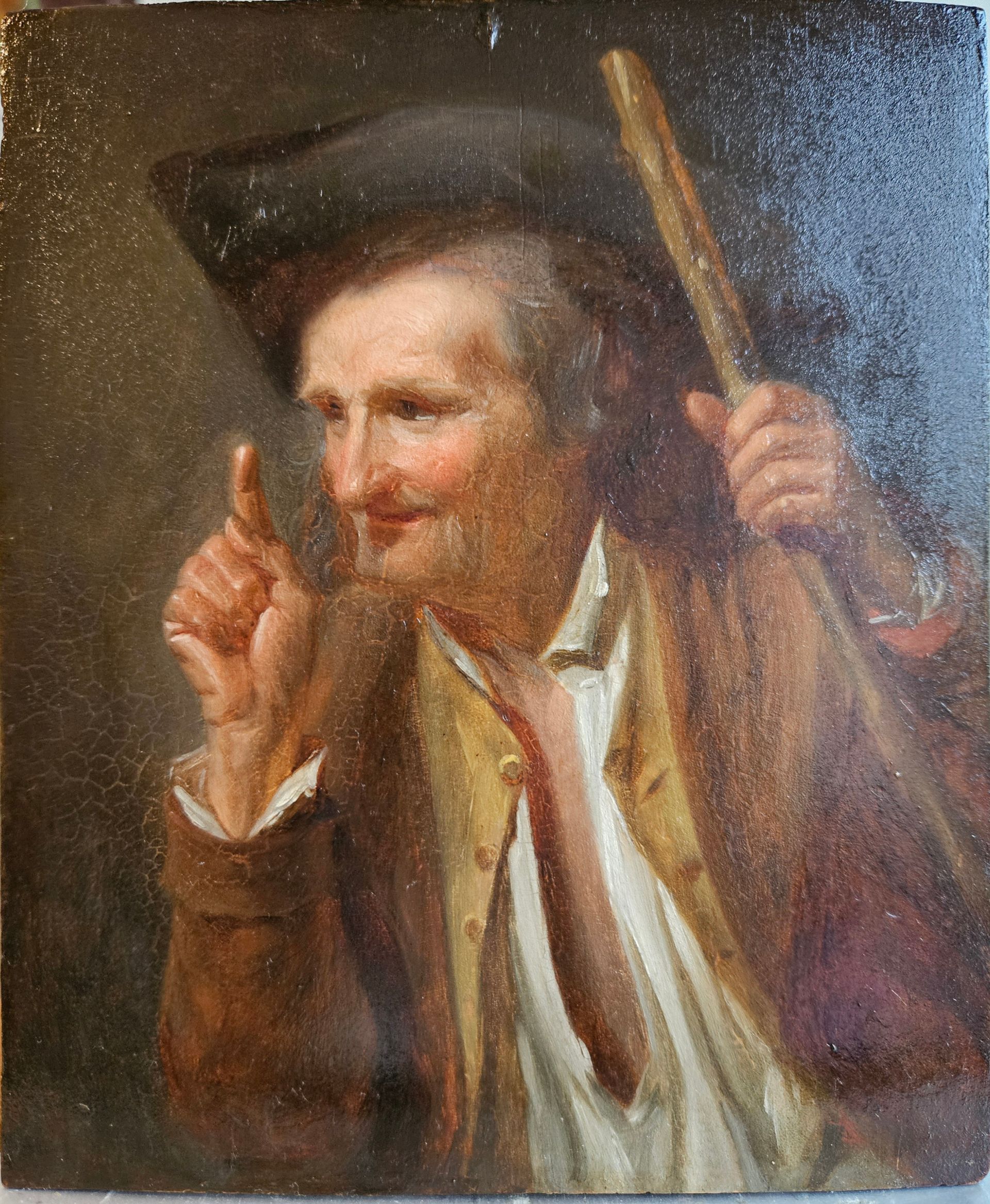 Tableau après restauration : homme avec chapeau.