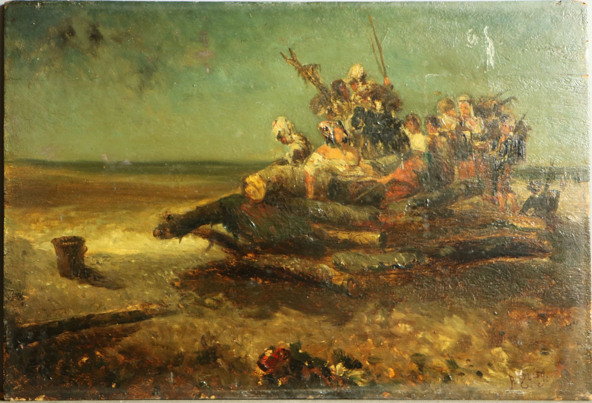 Tableau avec des personnes qui a jauni.