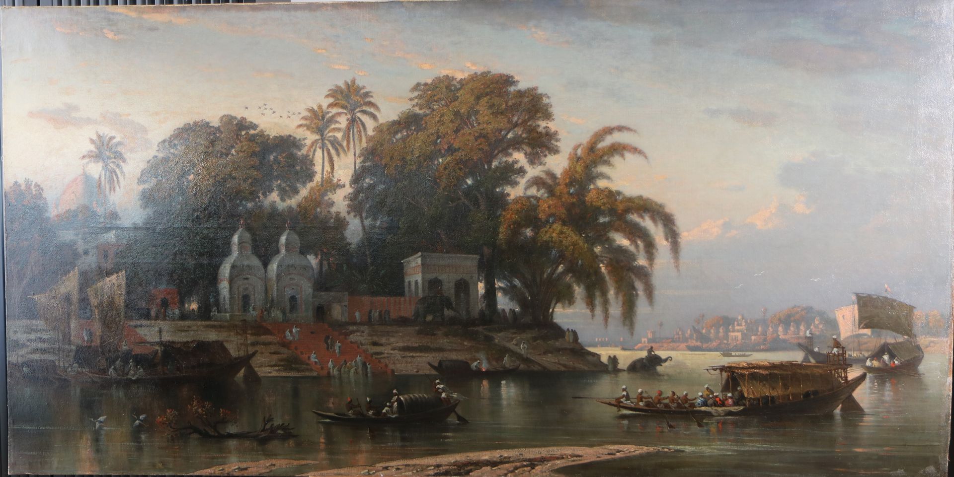 Tableau avec des palmiers restauré.