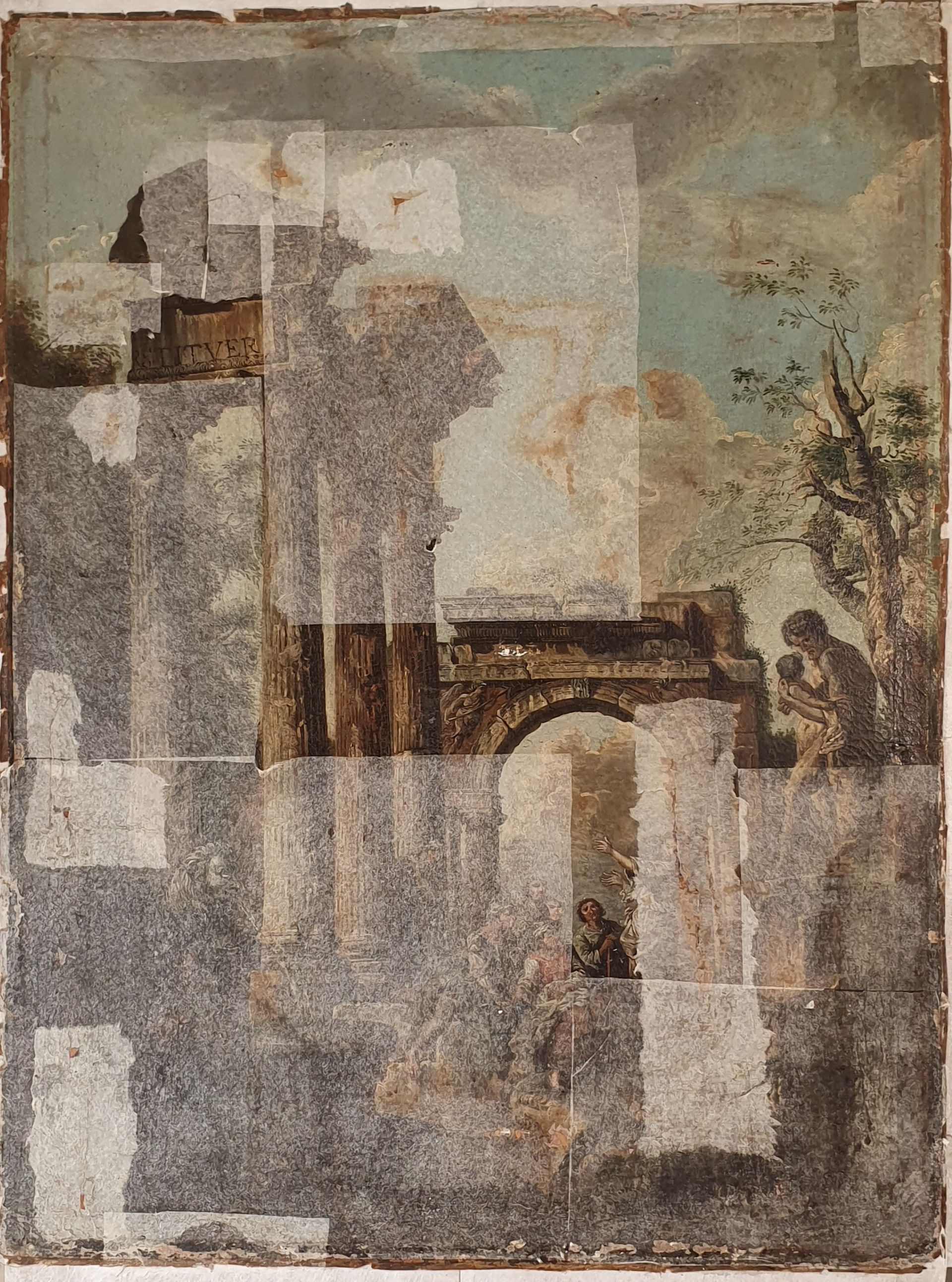 Tableau avec des colonnes avant la restauration.