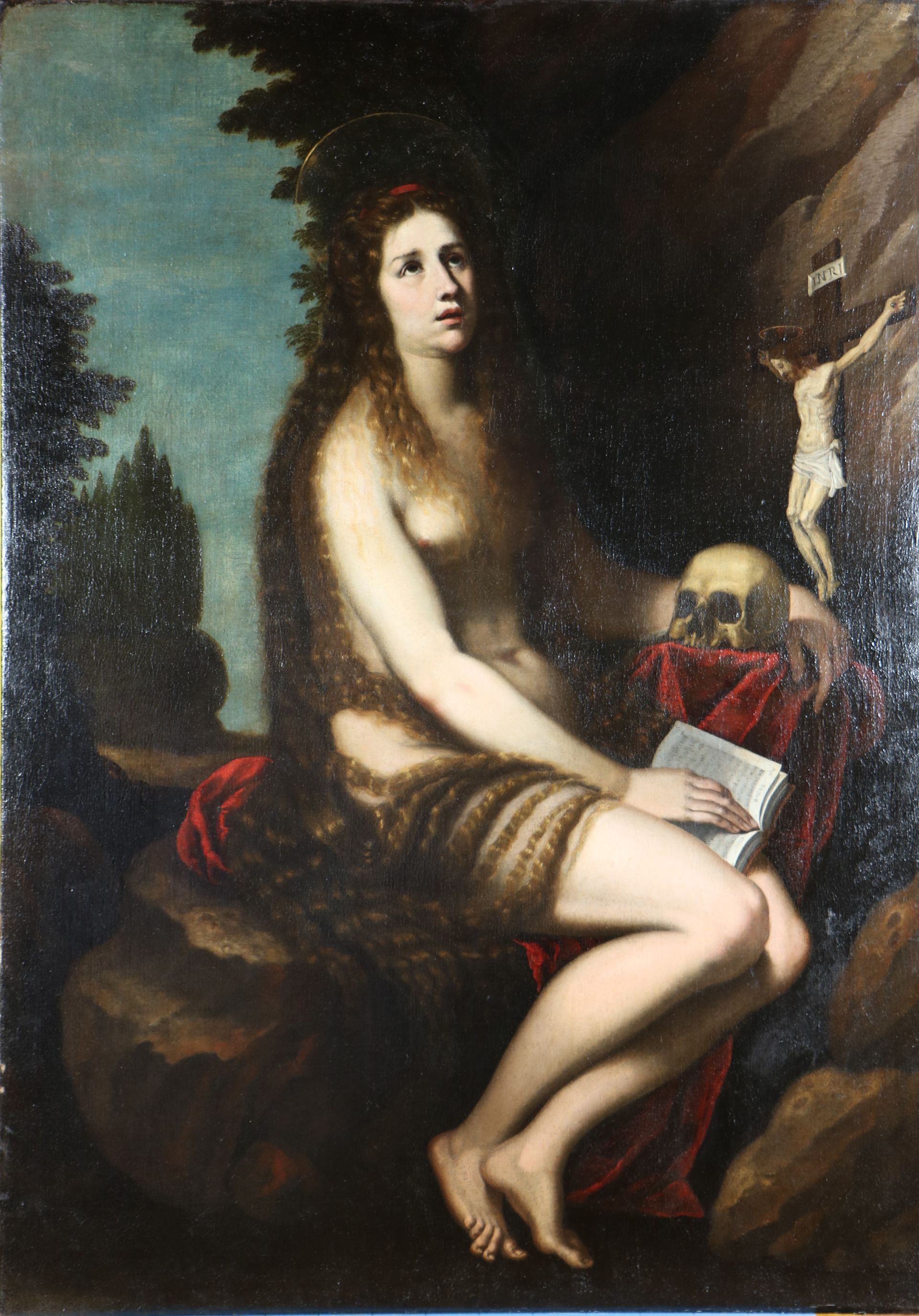 Tableau après restauration : femme avec jésus en fond.