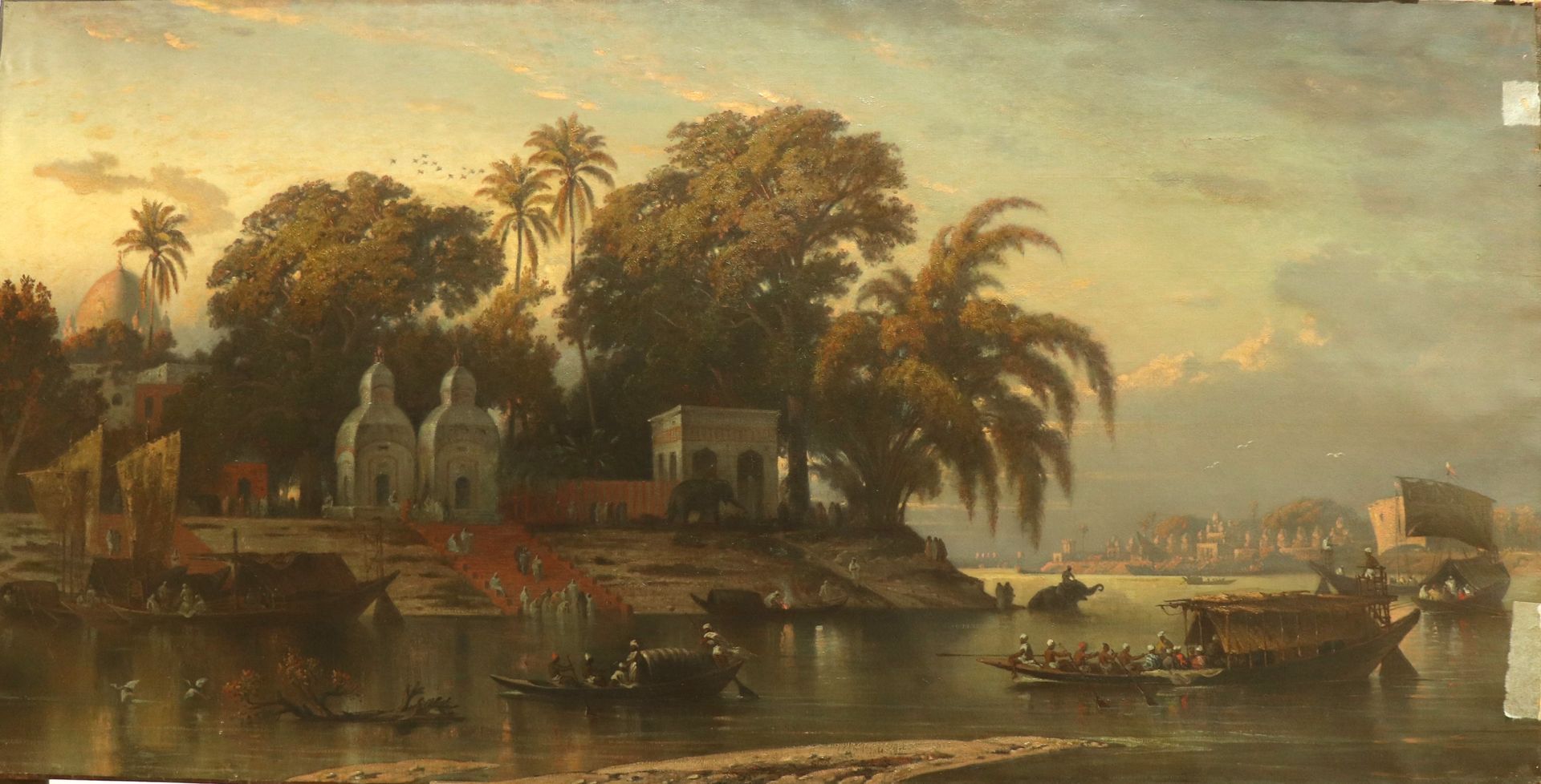 Tableau avec des palmiers qui a jauni.