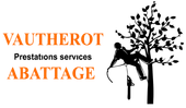 Logo pour Vautherot, représentant un ouvrier arboricole, avec le texte orange