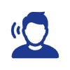 Icon Person mit Schallwellen auf Höhe des Ohrs