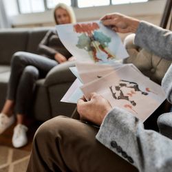 Un hombre sostiene un trozo de papel con la imagen de un árbol.