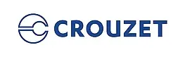 Un logotipo azul y blanco de Crouzet sobre un fondo blanco.