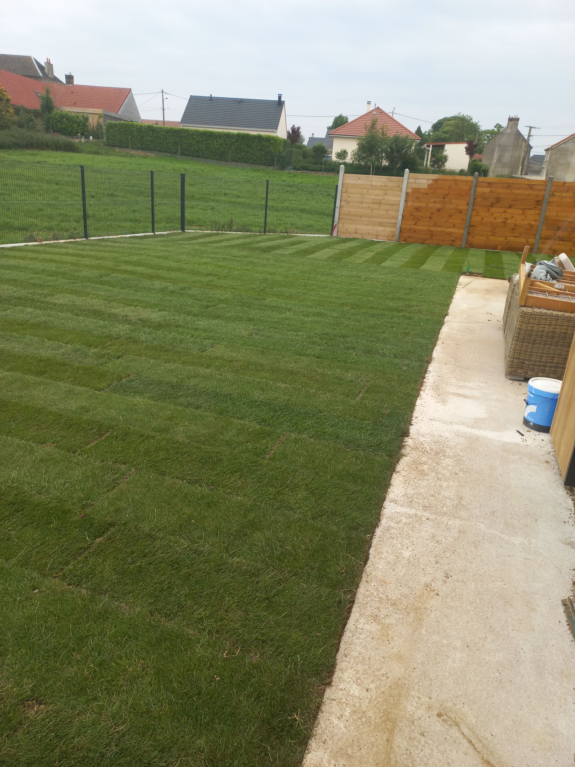 Un engazonnement de jardin
