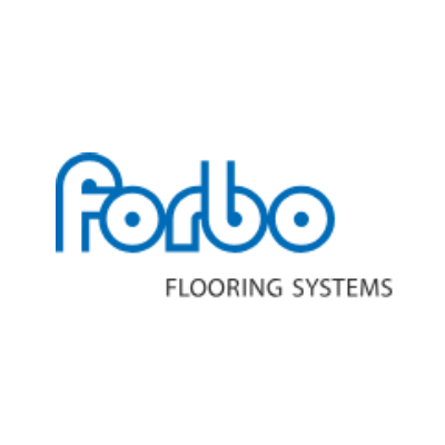 A blue and white logo for forbo flooring systems