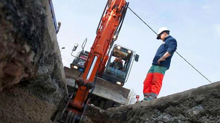 Tranchée lors de travaux d'assainissement