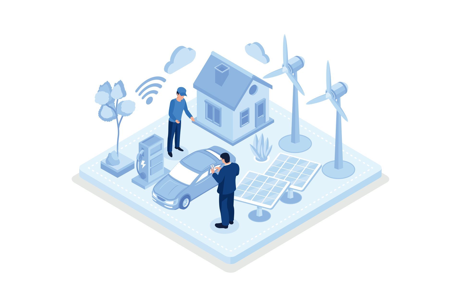 Un schéma de distribution électrique avec deux voitures électriques en charge.