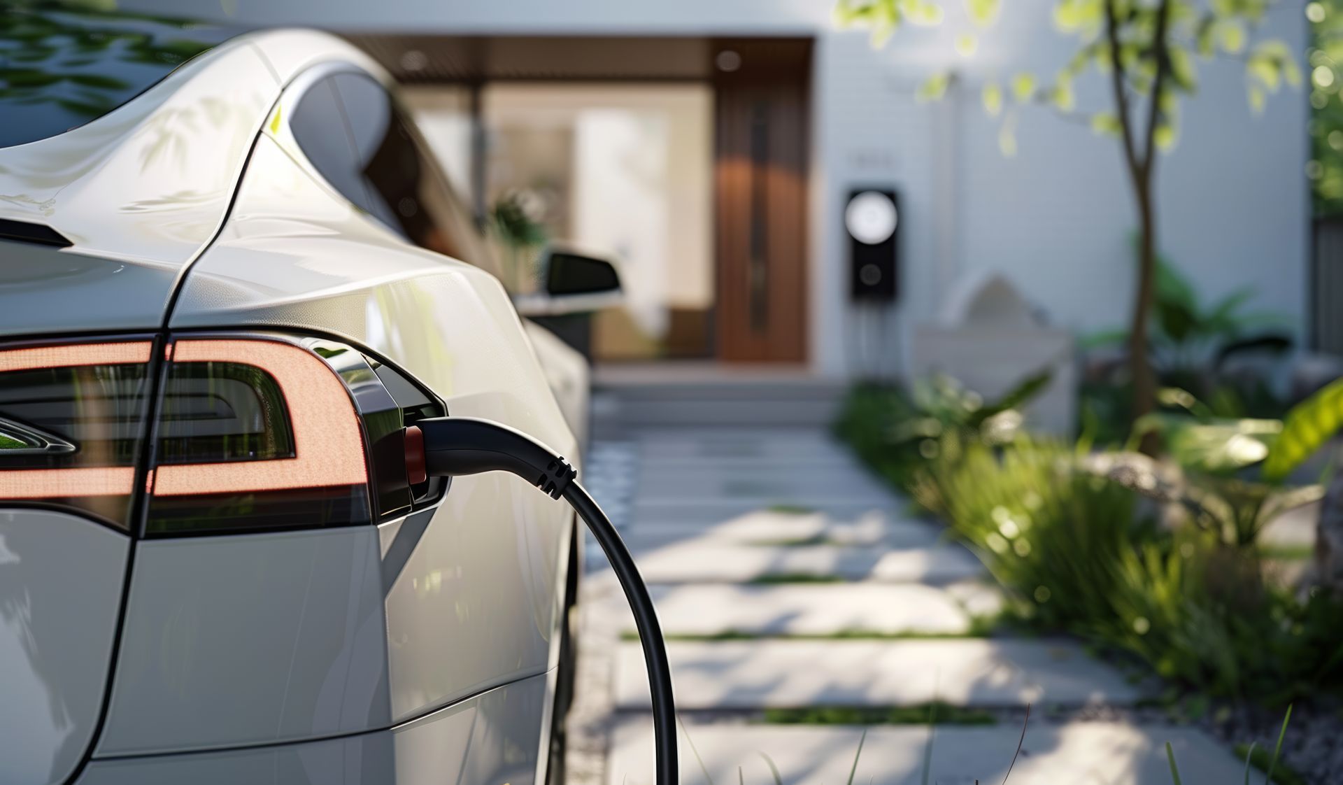 Un voiture électrique en train de charger.