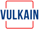 Accueil Vulkain en bleu, à l'intérieur d'un carré bordé de rouge.