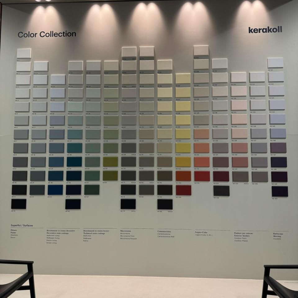 Un mur avec un étalage de couleurs et le mot collection de couleurs dessus