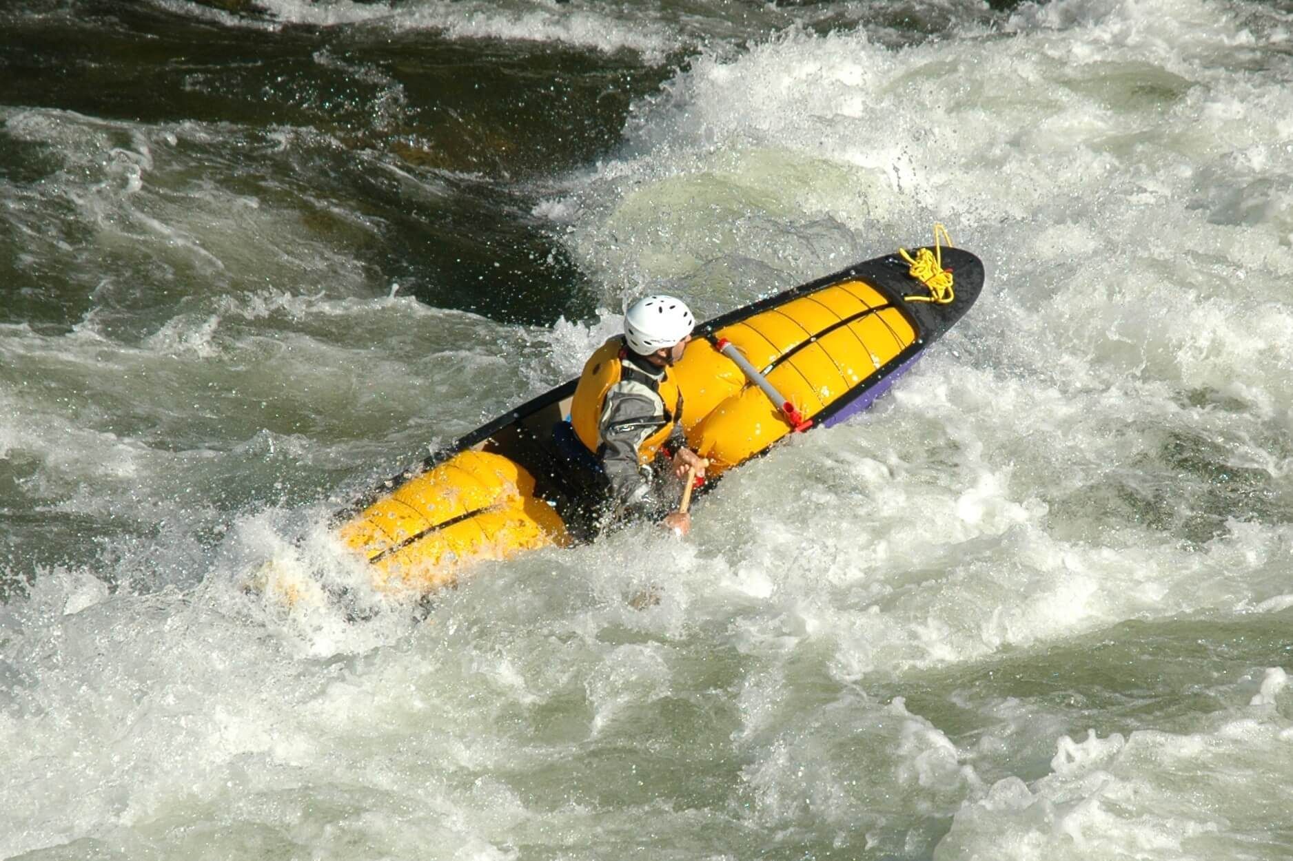 A person River Rafting in Big Sky, Montana.