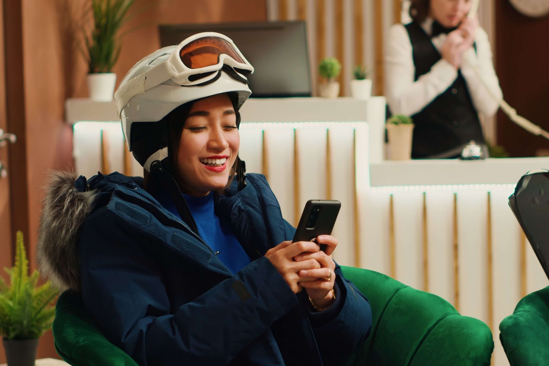 A woman using Ski Apps.
