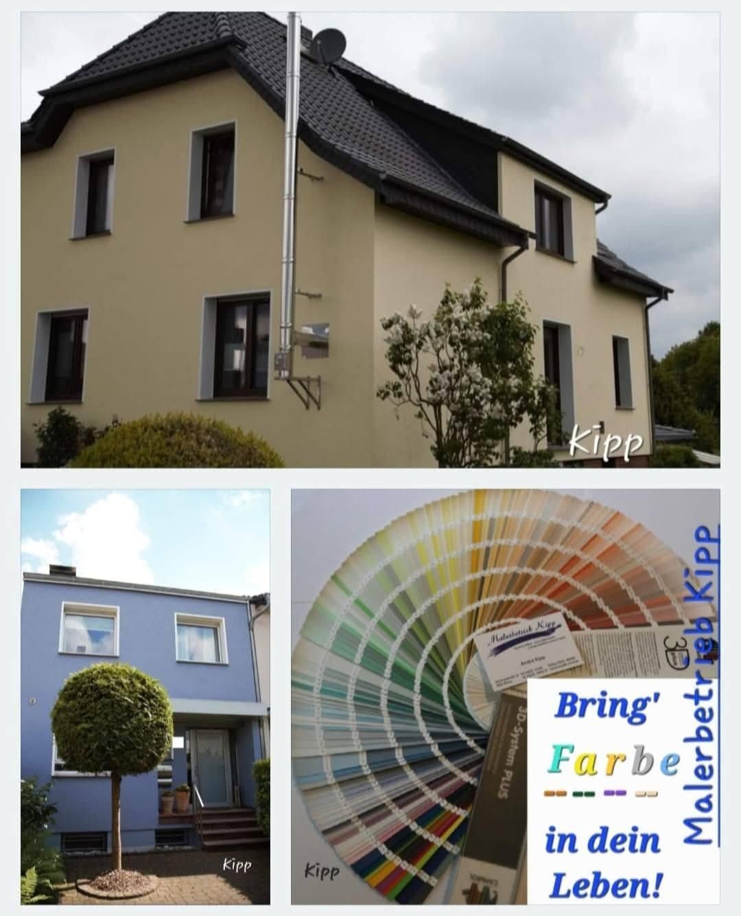 Ein Bild von einem Haus mit den Worten „Bring Farbe in dein Leben“