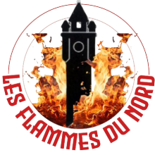 Un logo pour les flammes du nord avec une tour d'horloge au centre
