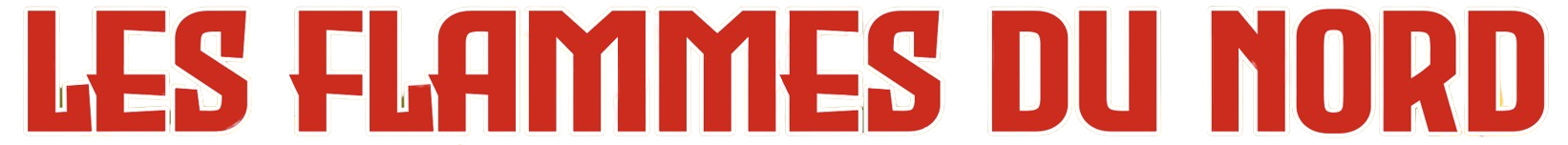 Le mot les flammes du nord est écrit en rouge sur fond blanc