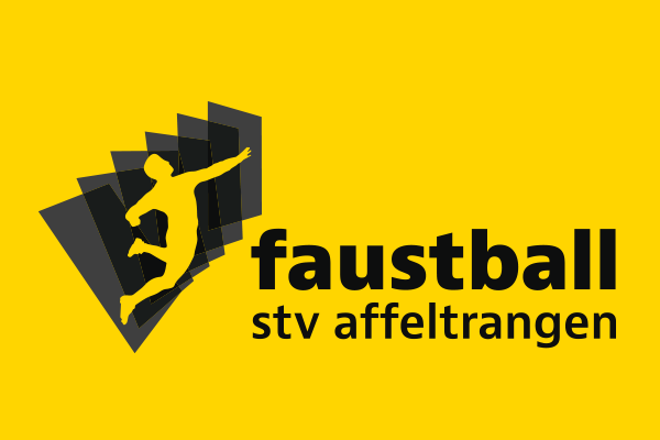 Logo von Faustball STV Affeltrangen auf gelbem Hintergrund mit schwarz-gelber Spielersilhouette