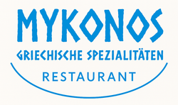 Ein blau-weißes Logo für das Restaurant Kreta