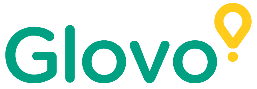 Logotipo de Glovo: texto verde azulado 