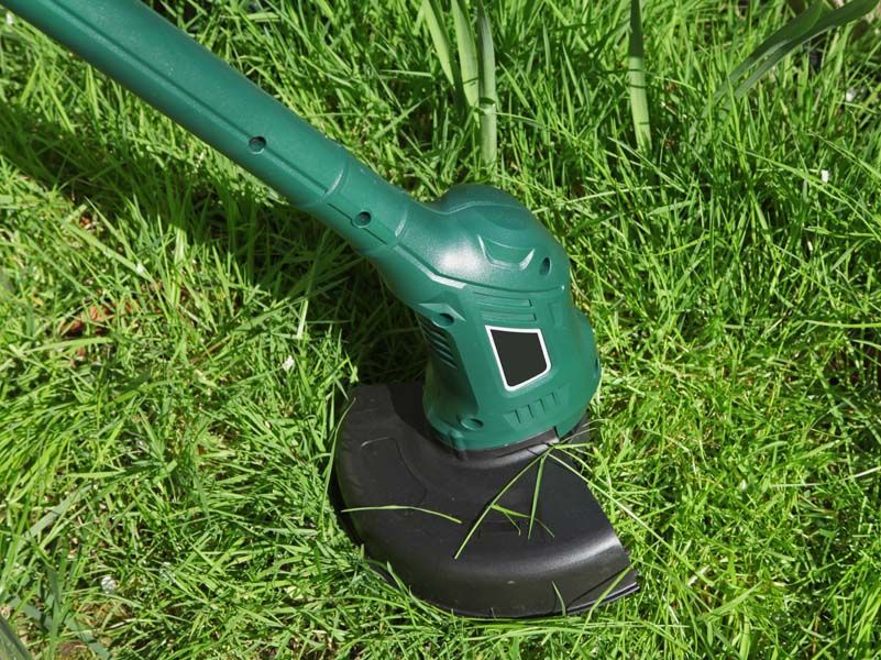 Débroussailleuse passée dans un jardin