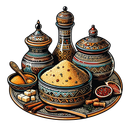 Image représentant des plats typiques de l'Orient signifiant que nous proposons des spécialités orientales