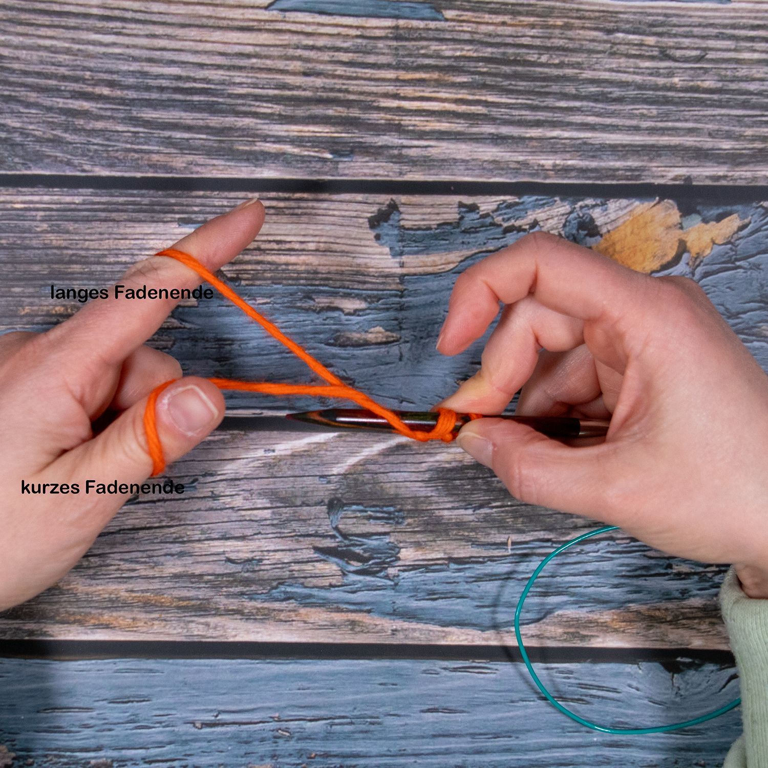 Schritt 5 rechte Masche italienischer Maschenanschlag