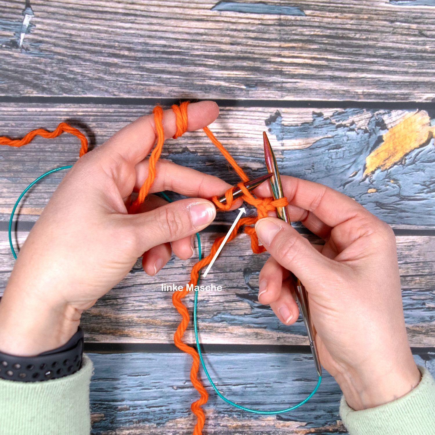 linke Masche stricken ital. Maschenanschlag