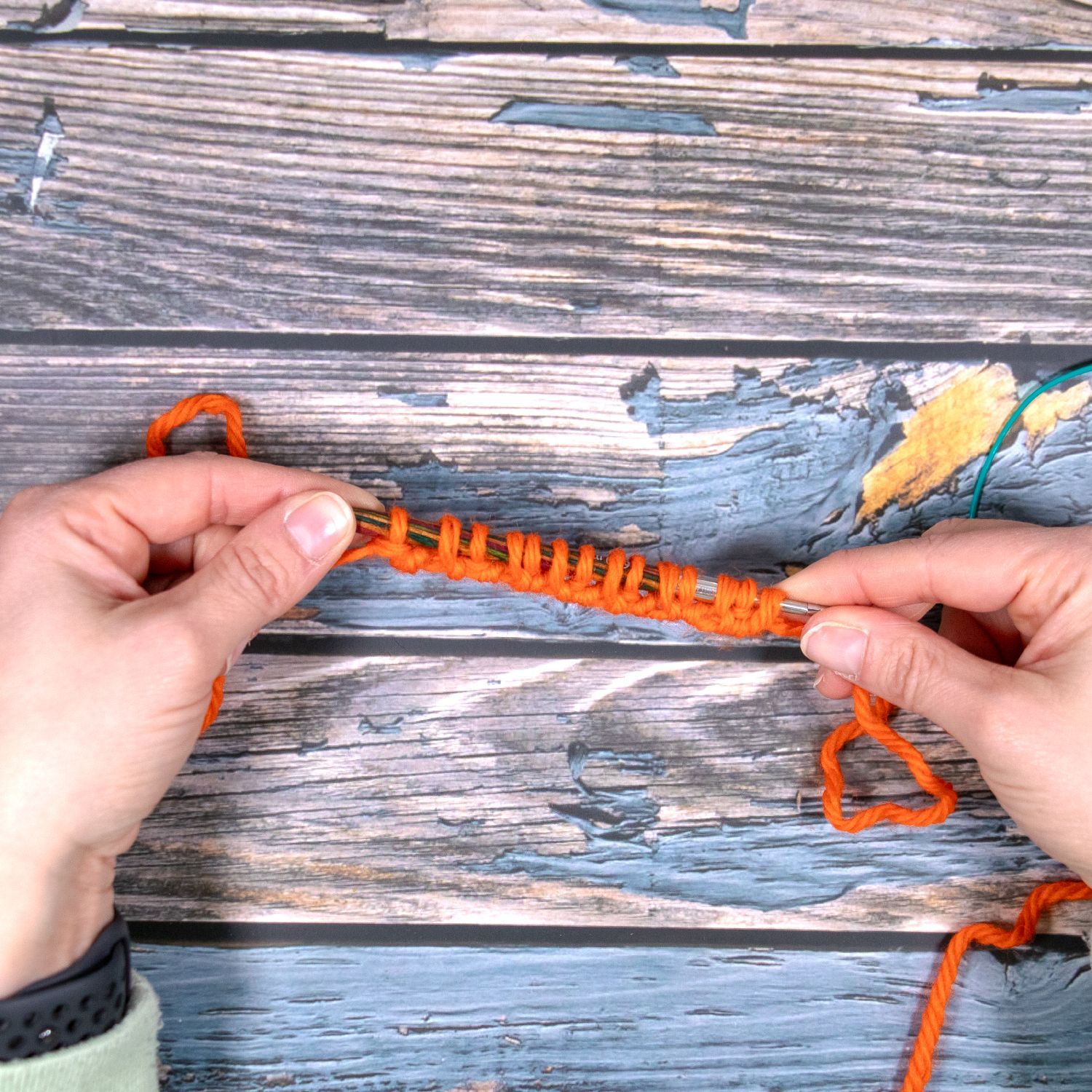 fertige erste Reihe nach ital. Maschenanschlag