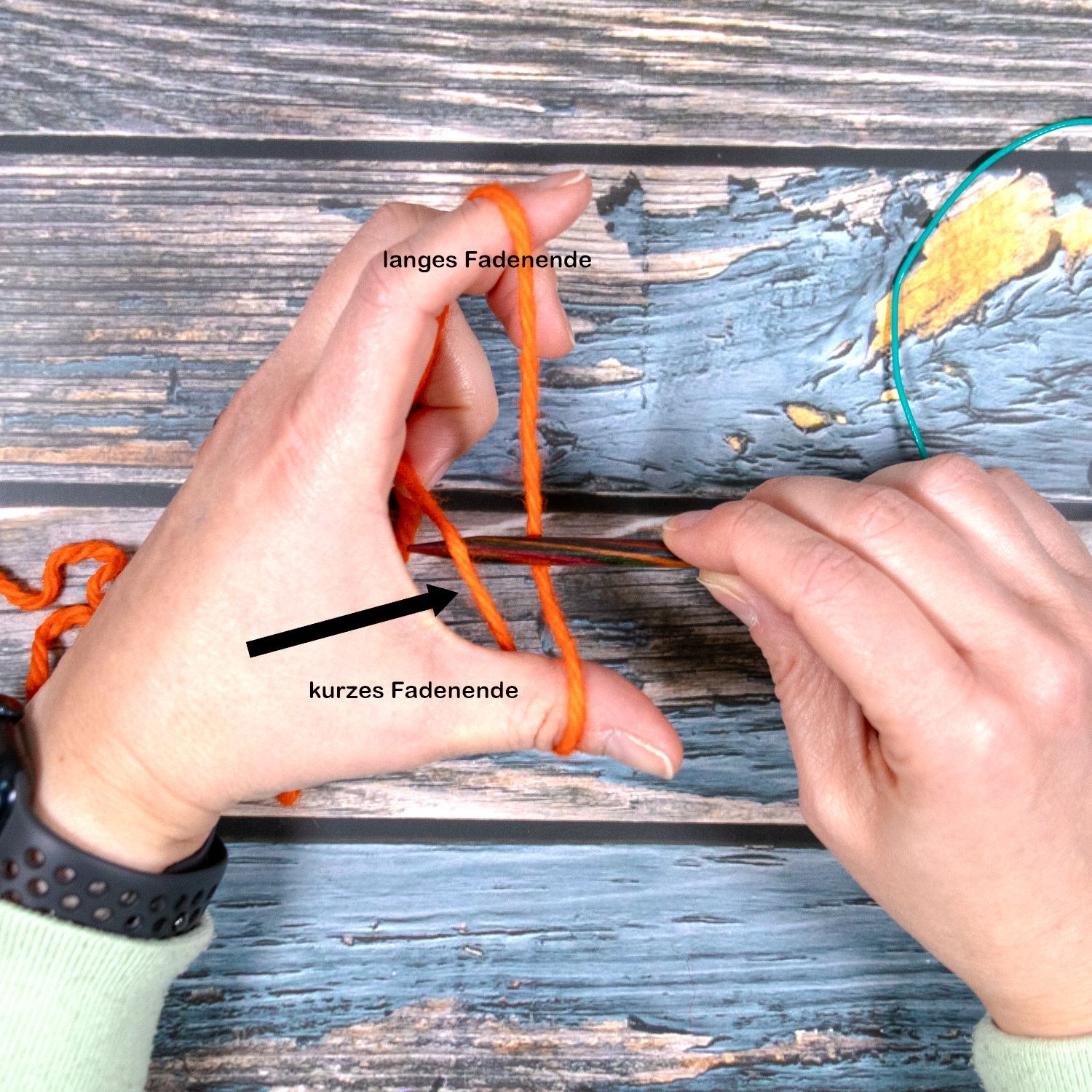 erster Arbeitsschritt mit Nadel beim Kreuzanschlag