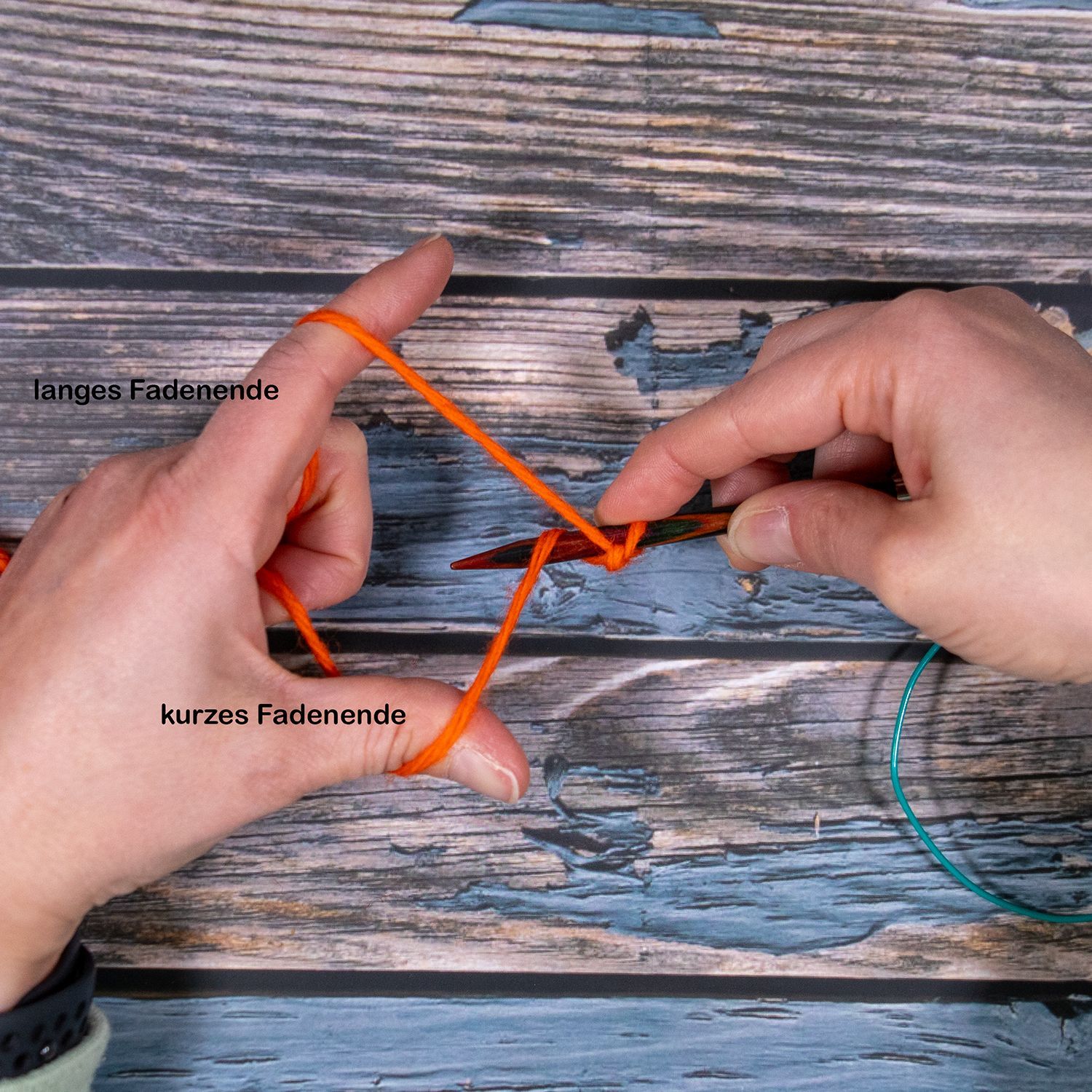 Schritt 4 linke Masche ital. Maschenanschlag