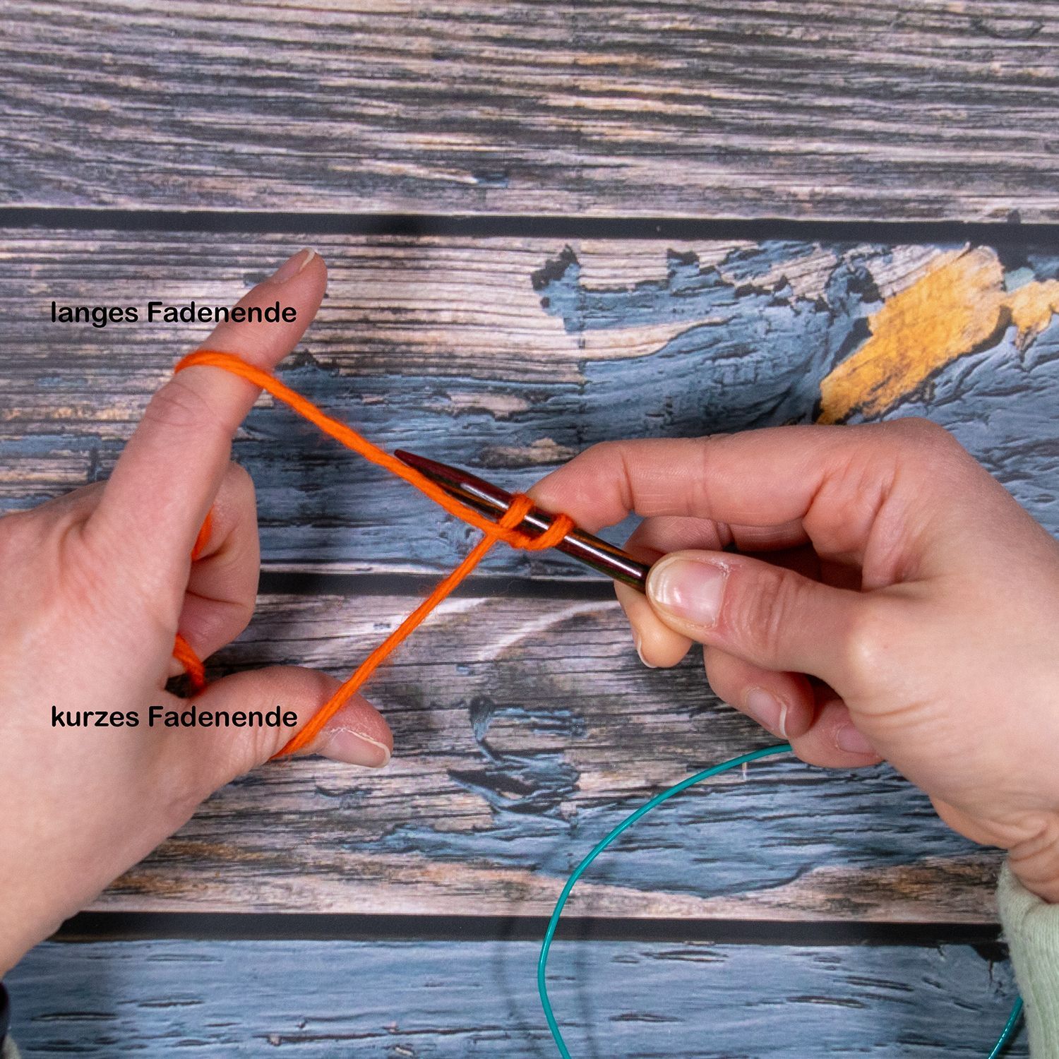 Fertige linke Masche ital. Maschenanschlag