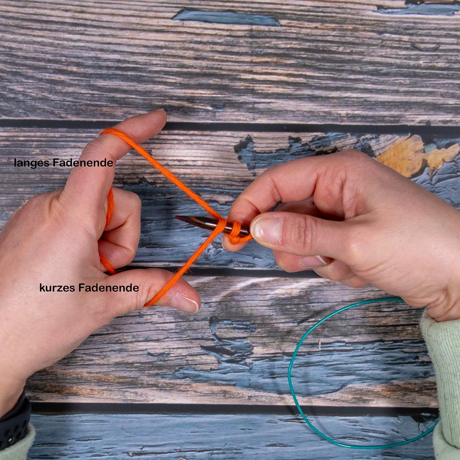 Schritt 2 rechte Masche ital. Maschenanschlag