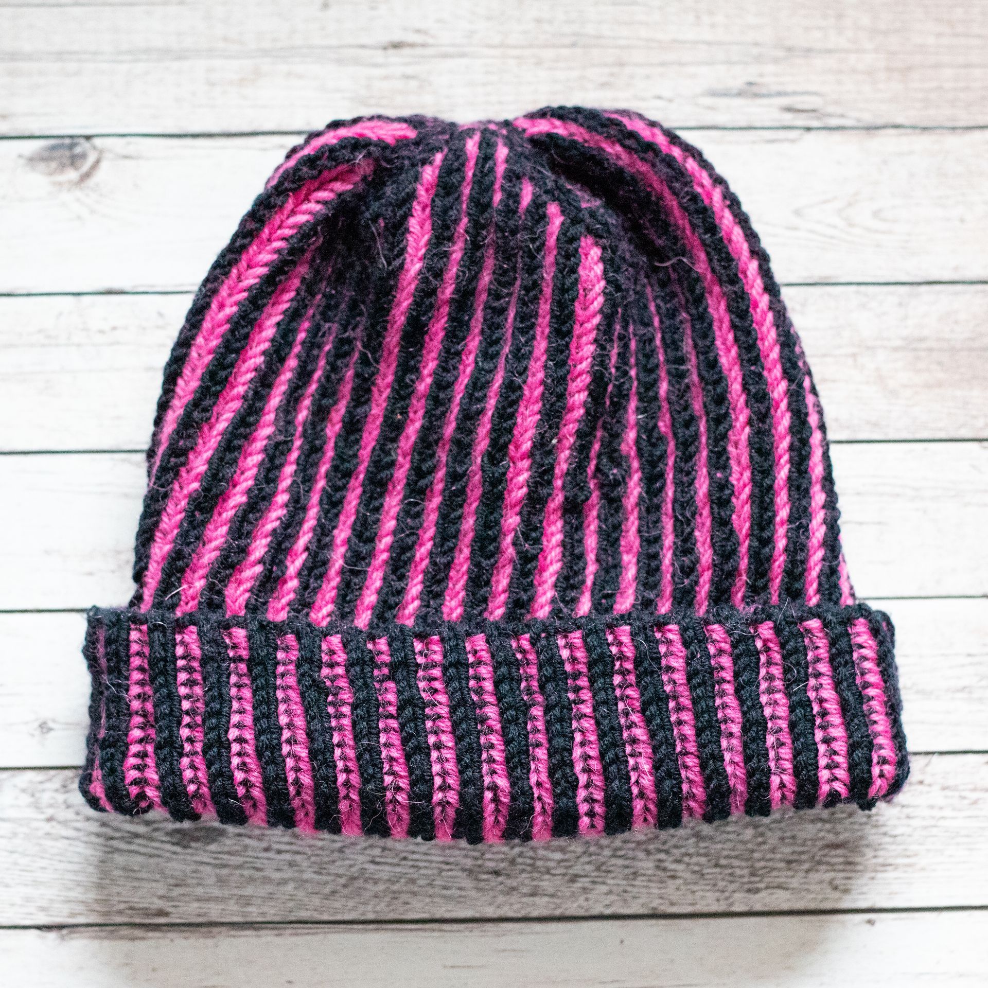 Briochmütze pink umgeklapptes Bündchen