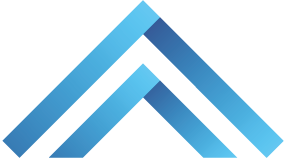 Ein blau-weißes Dreieck auf weißem Hintergrund