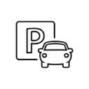 Icon Auto auf Parkplatz mit Schild