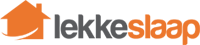 A logo for lekkerslap with a house on it