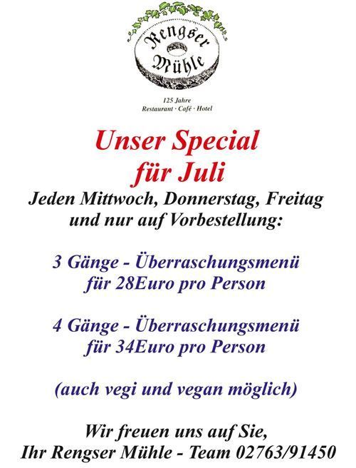 Ein Schild mit der Aufschrift „Unser Special für Juli“