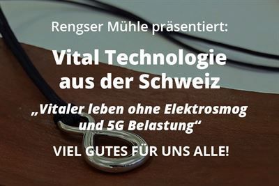 Ein Bild einer Halskette, auf der lebenswichtige Technologie aus der Schweiz steht