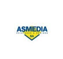 Un logo bleu et jaune pour une société appelée asmedia sa.