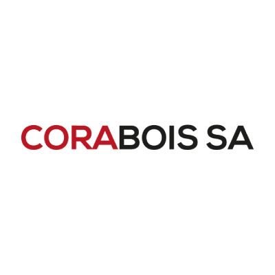 Le logo corabois sa est rouge et noir sur fond blanc.