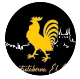Un gallo amarillo en un círculo negro con kotabenna el escrito debajo.